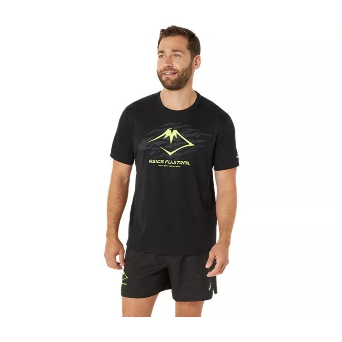 Asics Fujitrail Logo SS Kurzarm-T-Shirt Schwarz Gelb, Größe S