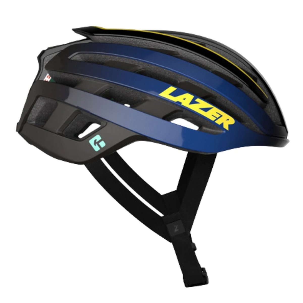 Lazer Z1 KinetiCore + Aeroshell Helm Blau Gelb, Größe S