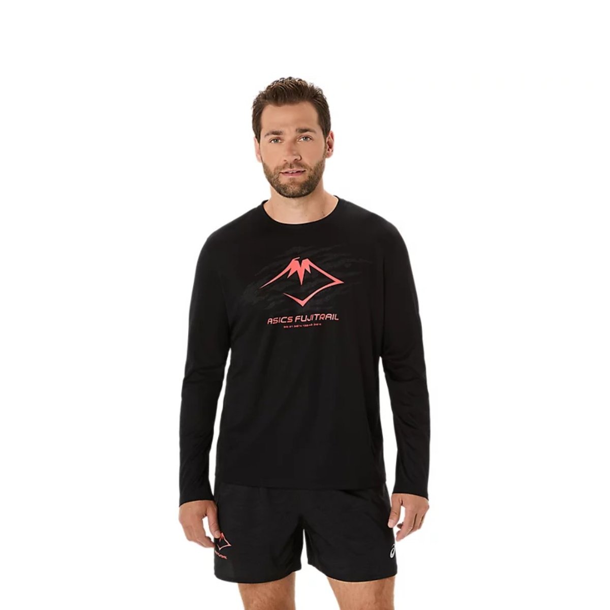 Langarmshirt Asics Fujitrail Logo LS Schwarz Rot, Größe S
