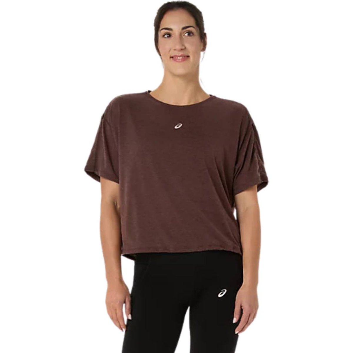Asics Nagino Run Adjustable SS Top Kurzarm Braun Damen, Größe M