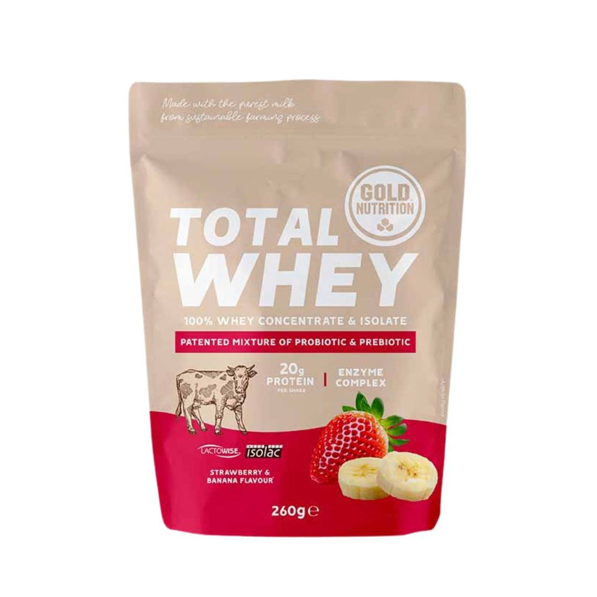 GoldNutrition Total Whey Protein Erdbeere und Banane 260g