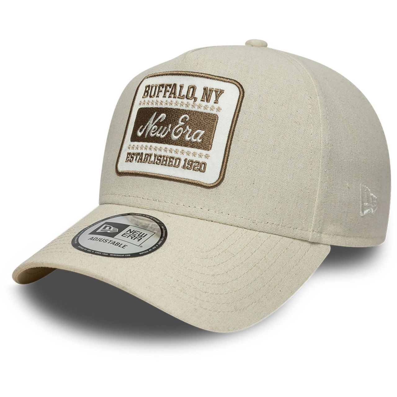 New Era A-Frame Trucker Leinen Cap - BRAND PATCH beige