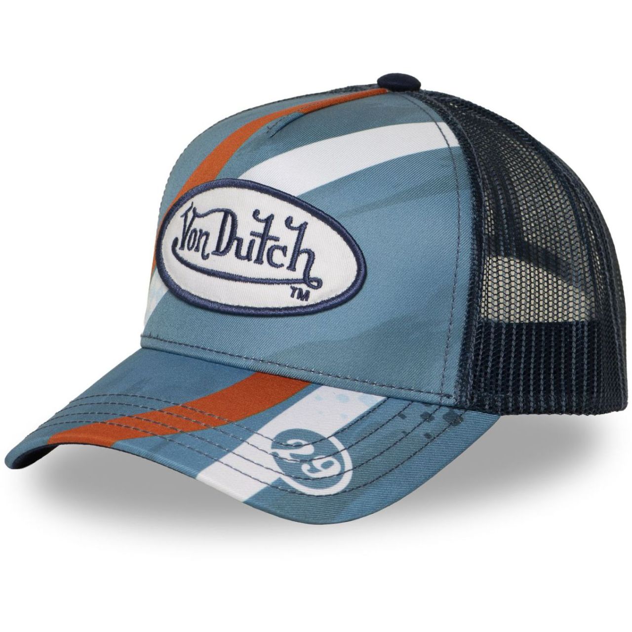 Von Dutch Trucker Mesh Snapback Cap - STRIPES türkis