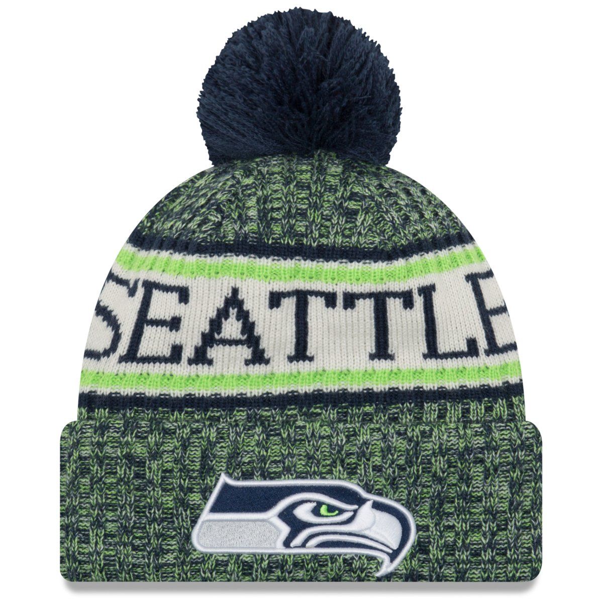New Era NFL Sideline Winter Bobble Mütze - Seattle Seahawks