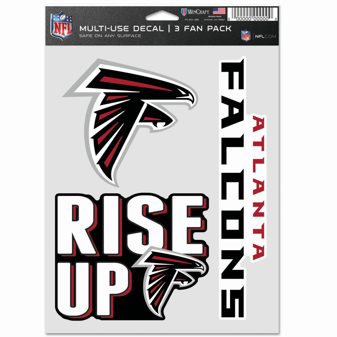 NFL Aufkleber Multi-Use 3er Set 20x15cm - Atlanta Falcons