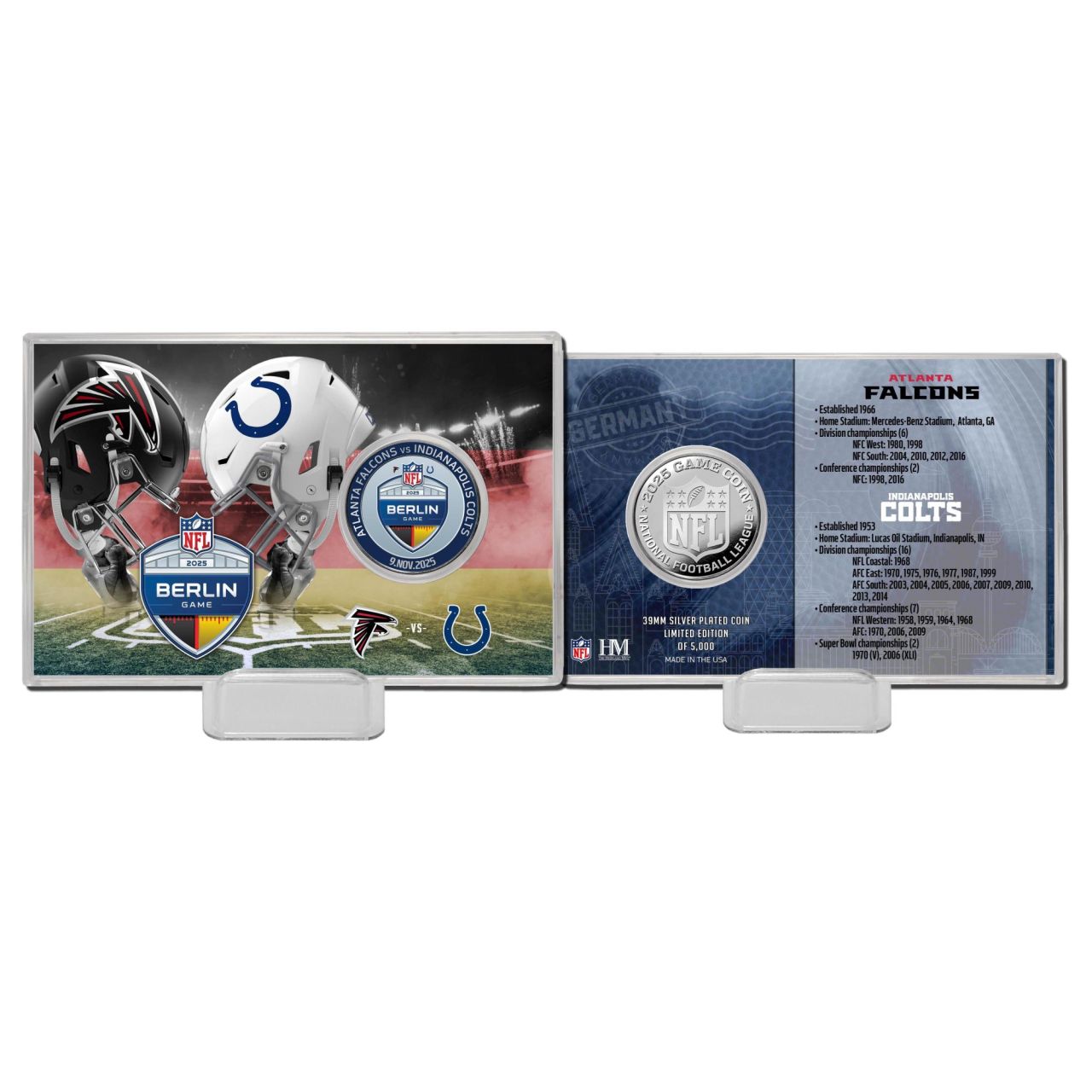 NFL Berlin Game Silver Coin Card Falcons vs. Colts