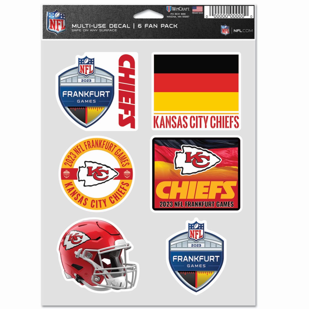 NFL FRANKFURT Aufkleber 6er Set 18x13cm Kansas City Chiefs