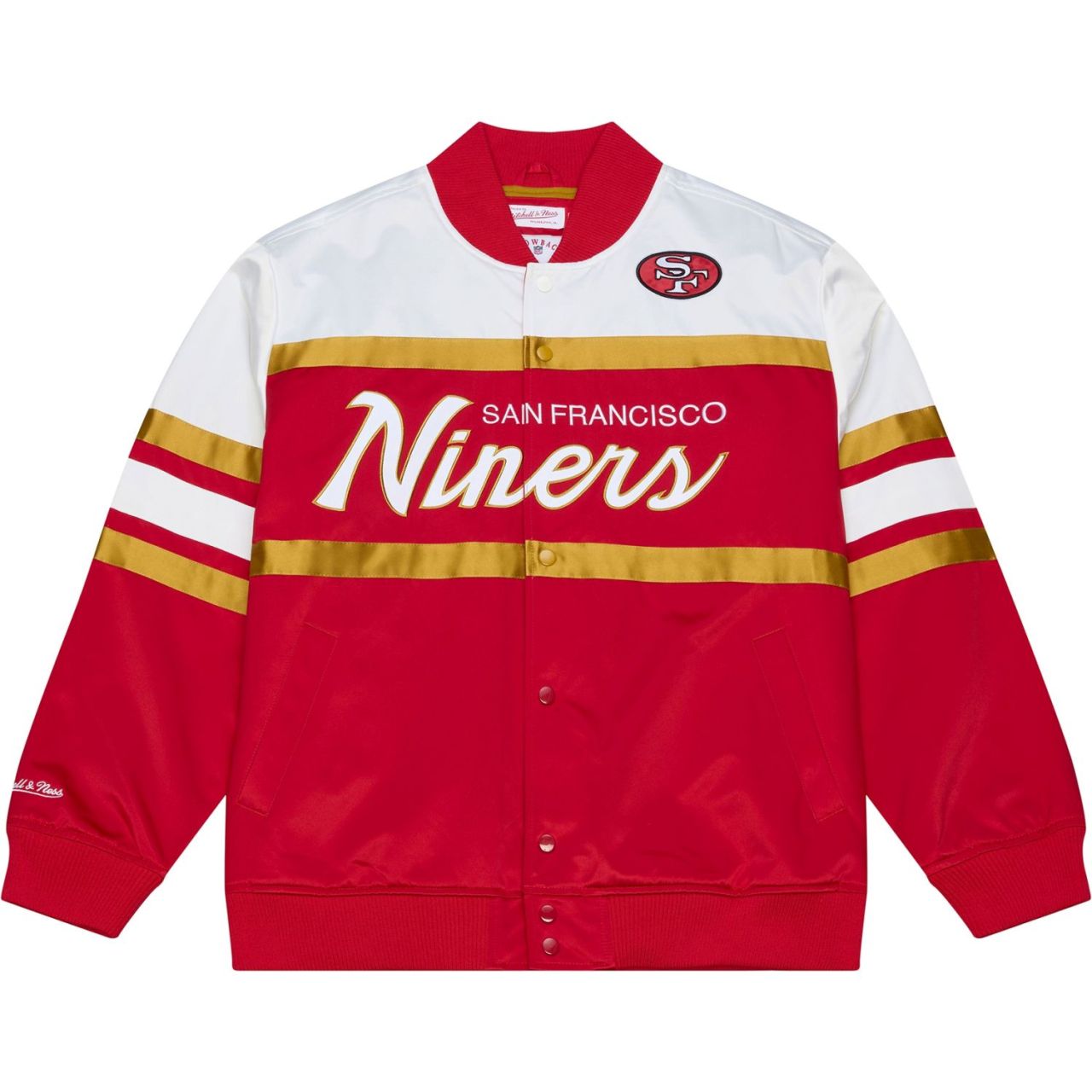 M&N Midweight Satin Varsity Jacke - San Francisco 49ers