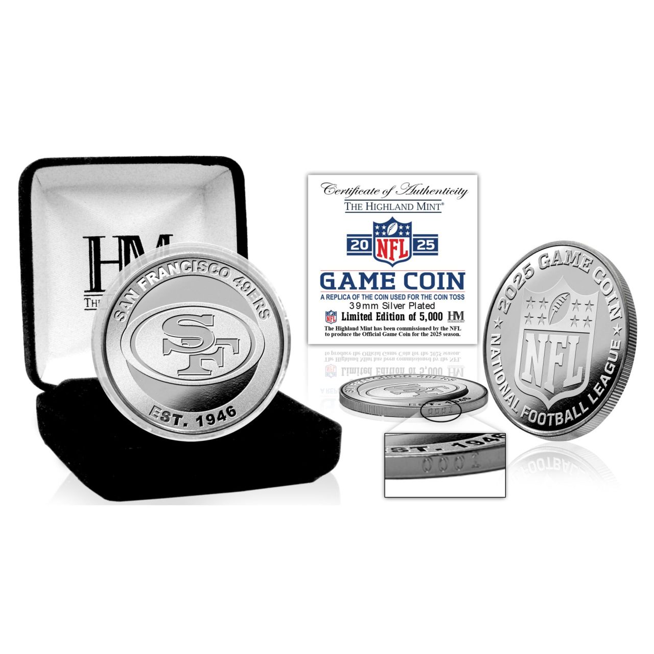 San Francisco 49ers 2025 Game Coin (39mm) Münze, silber