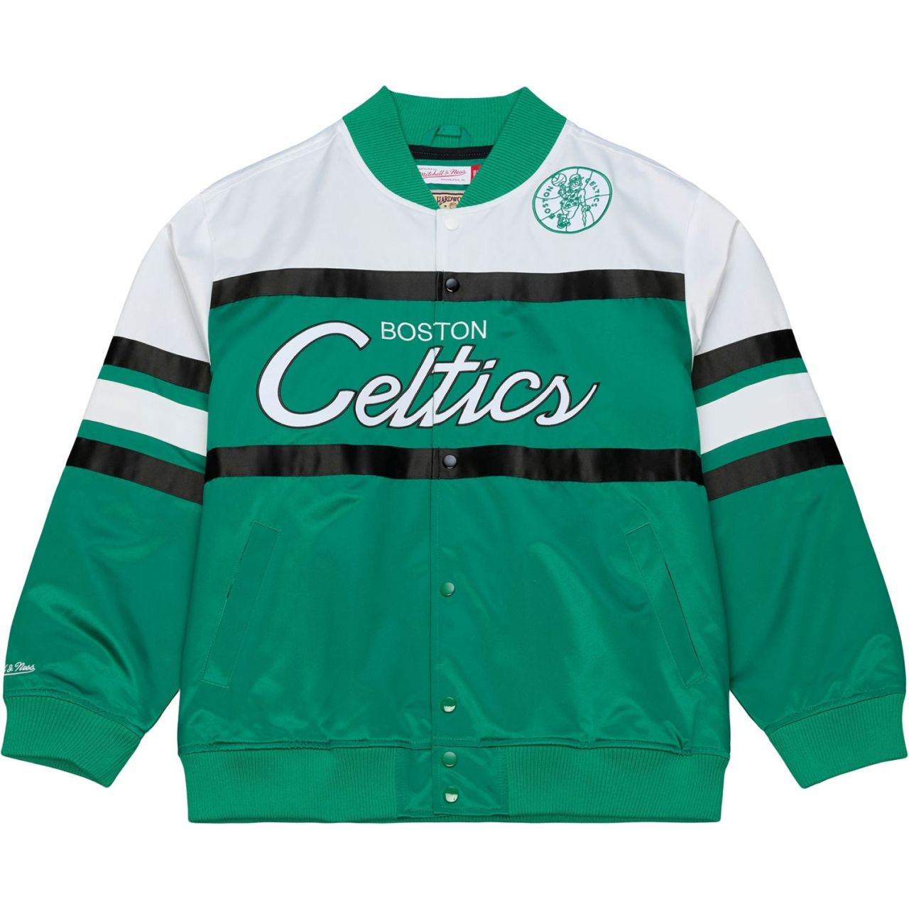 M&N Midweight Satin Varsity Jacke - Boston Celtics