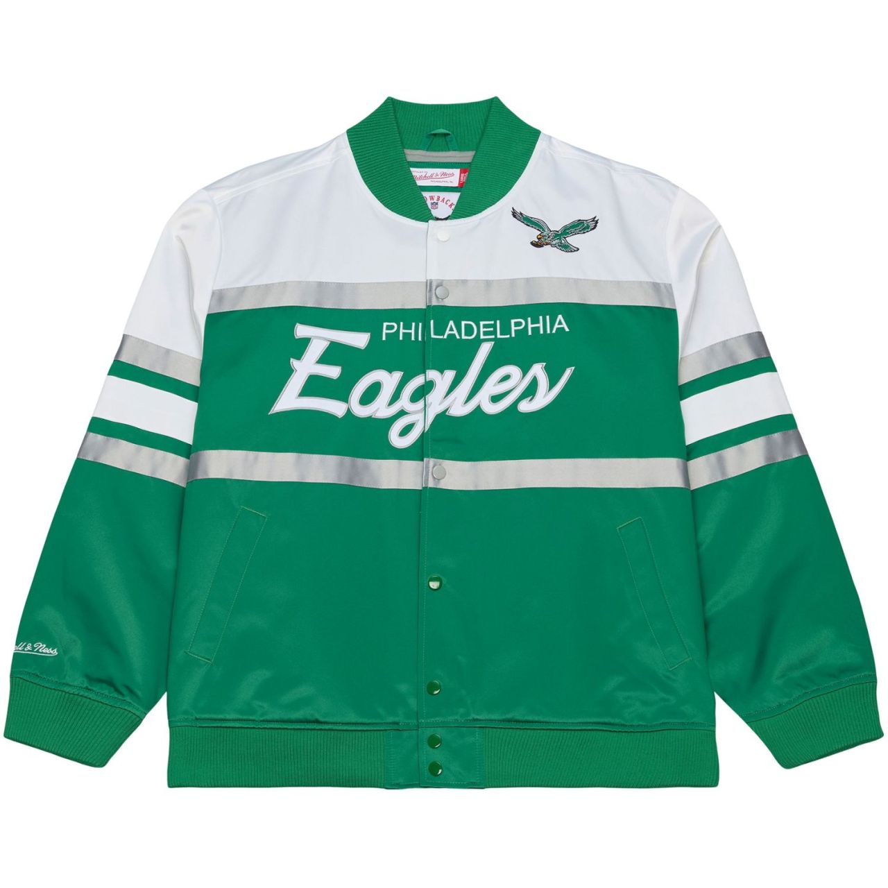 M&N Midweight Satin Varsity Jacke - Philadelphia Eagles