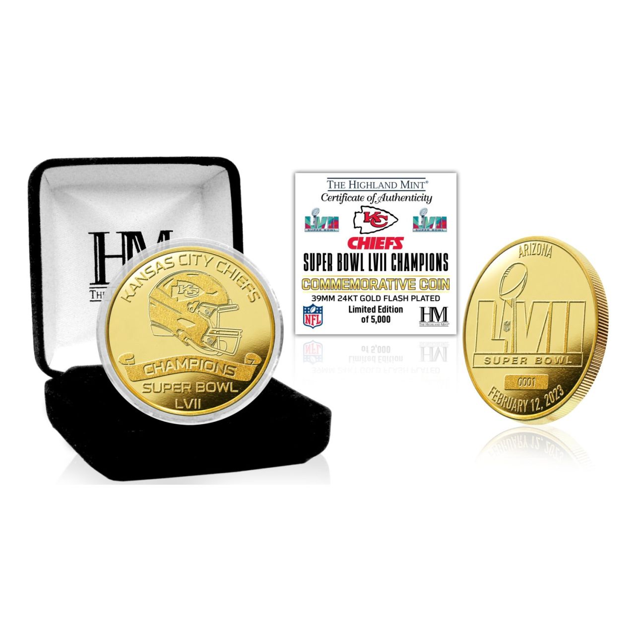 Kansas City Chiefs Super Bowl LVII Gold Coin Münze 39mm