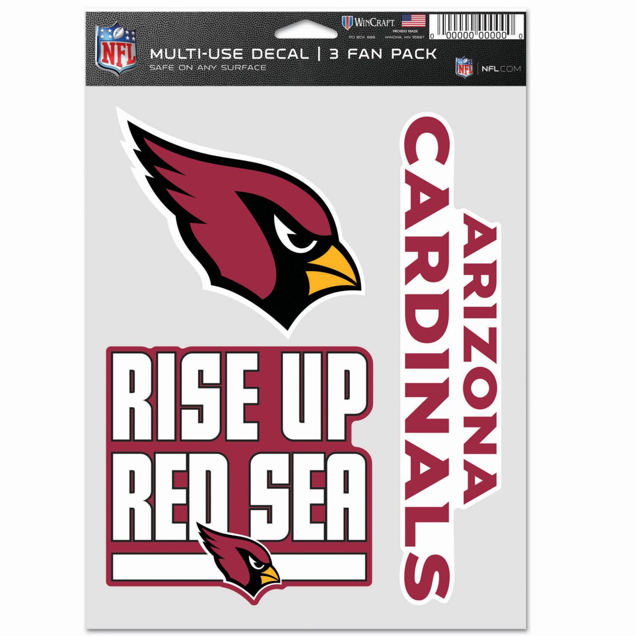 NFL Aufkleber Multi-Use 3er Set 20x15cm - Arizona Cardinals