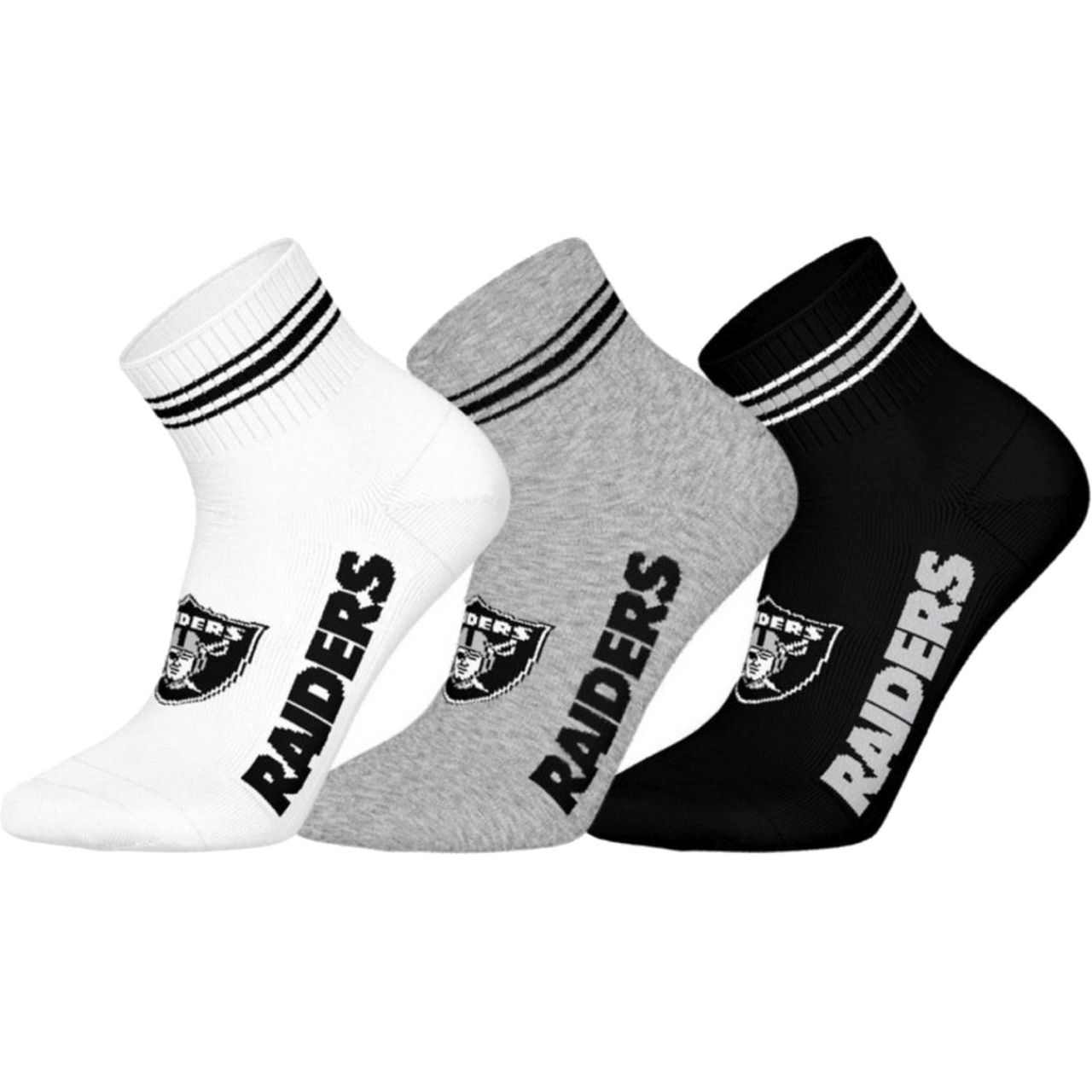 NFL Unisex Quarter Socken - Las Vegas Raiders 3er Pack