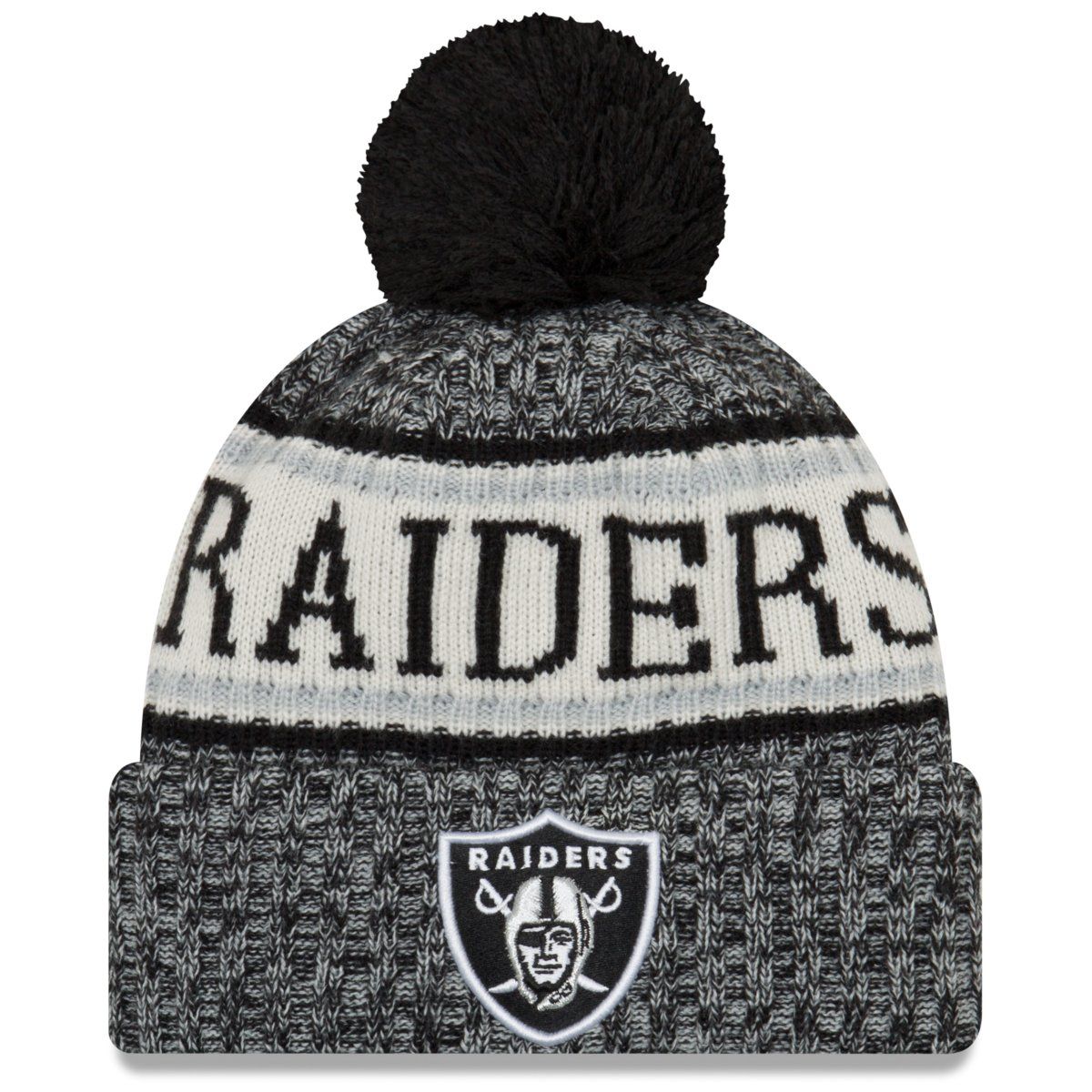 New Era NFL Sideline 2018 Bobble Mütze - Oakland Raiders