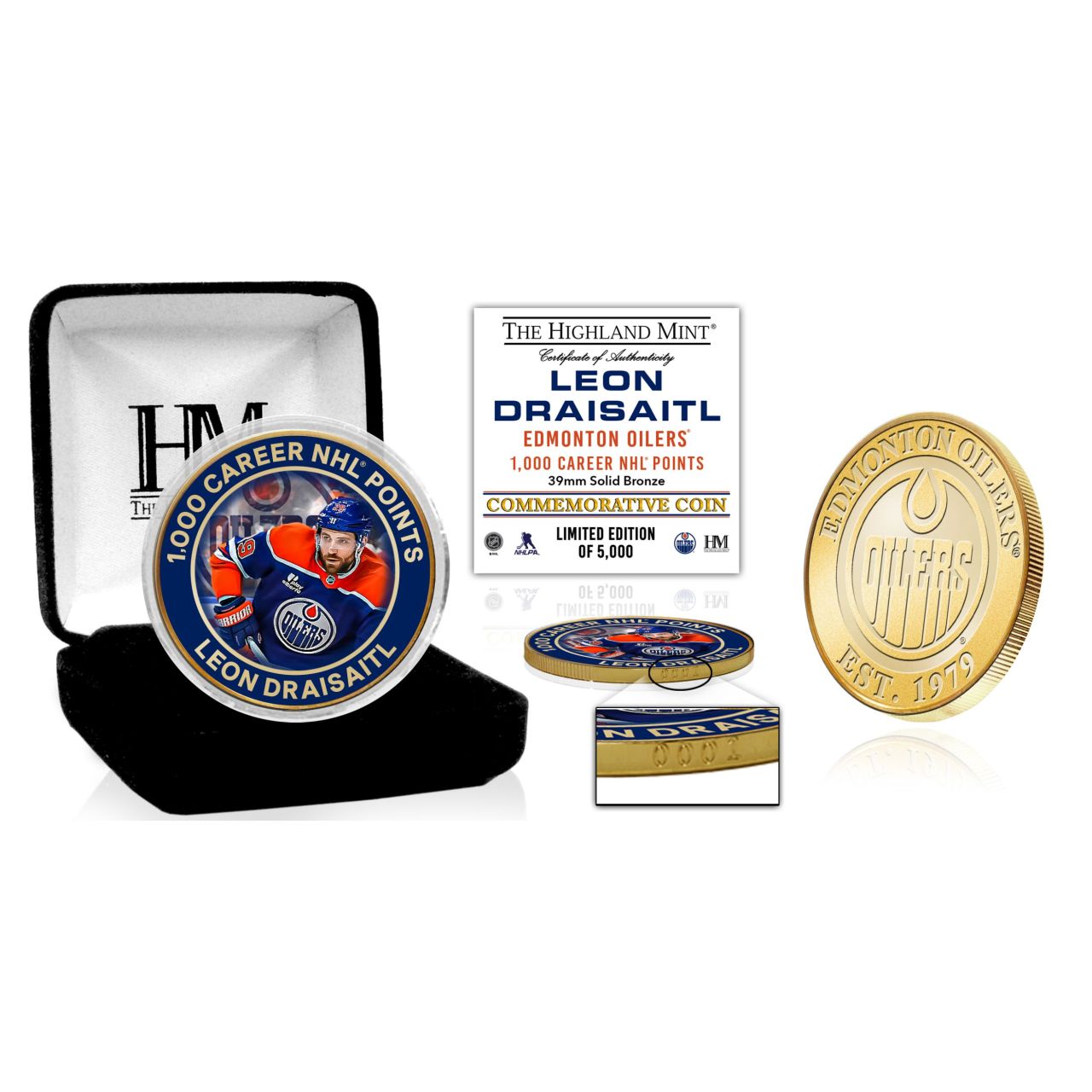 Leon Draisaitl 1.000 Career NHL Points (39mm) Münze