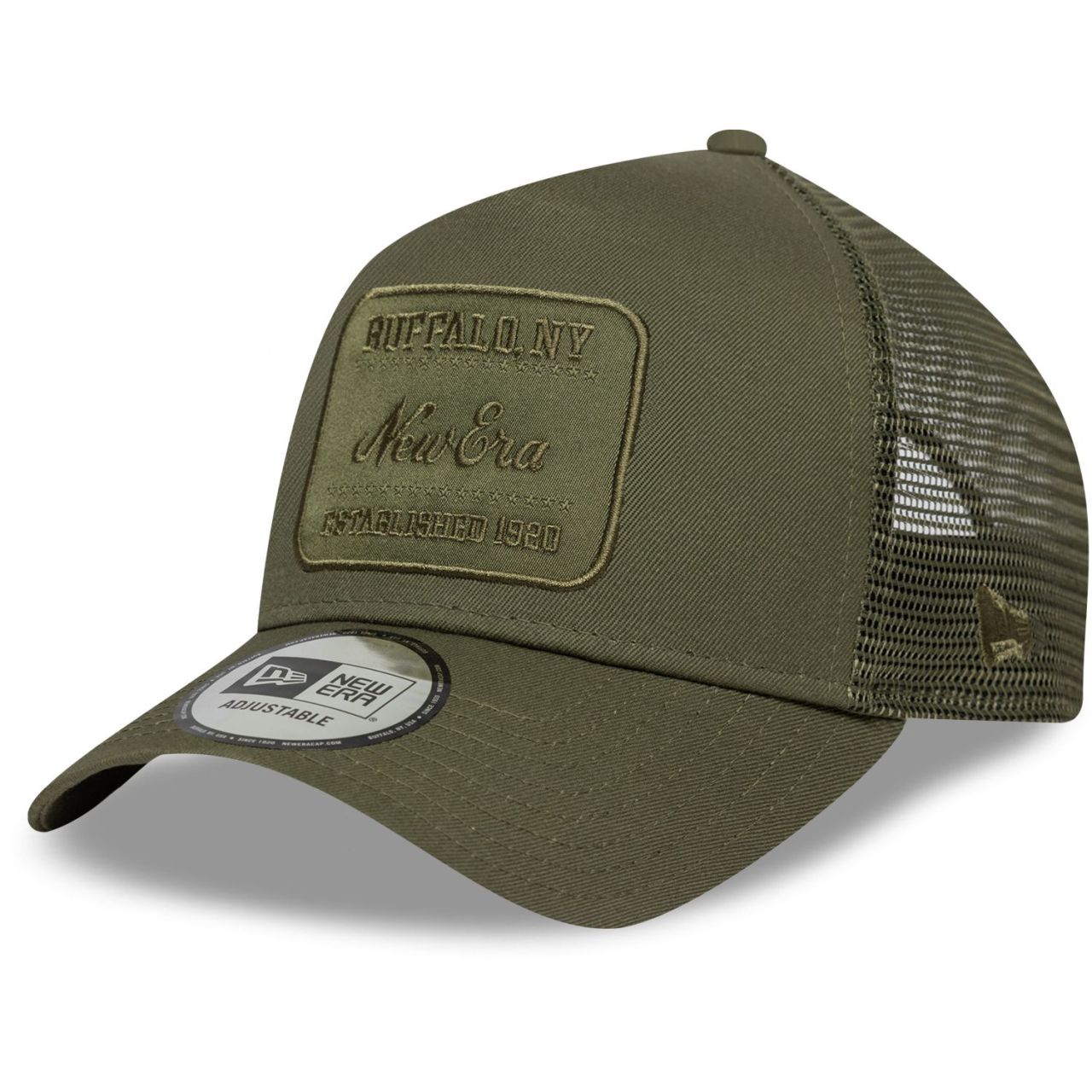 New Era A-Frame Trucker Cap - BRAND PATCH oliv