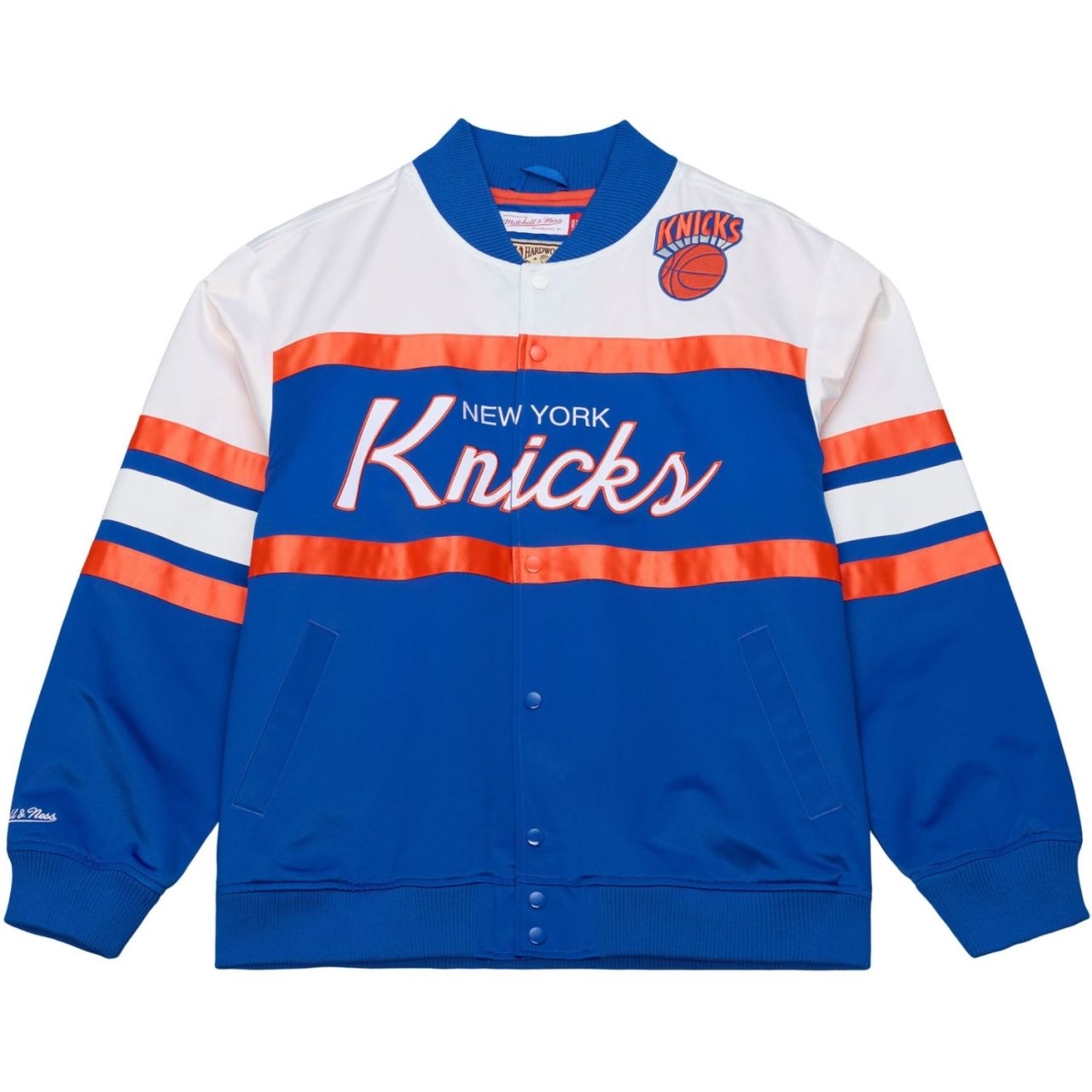 M&N Midweight Satin Varsity Jacke - New York Knicks