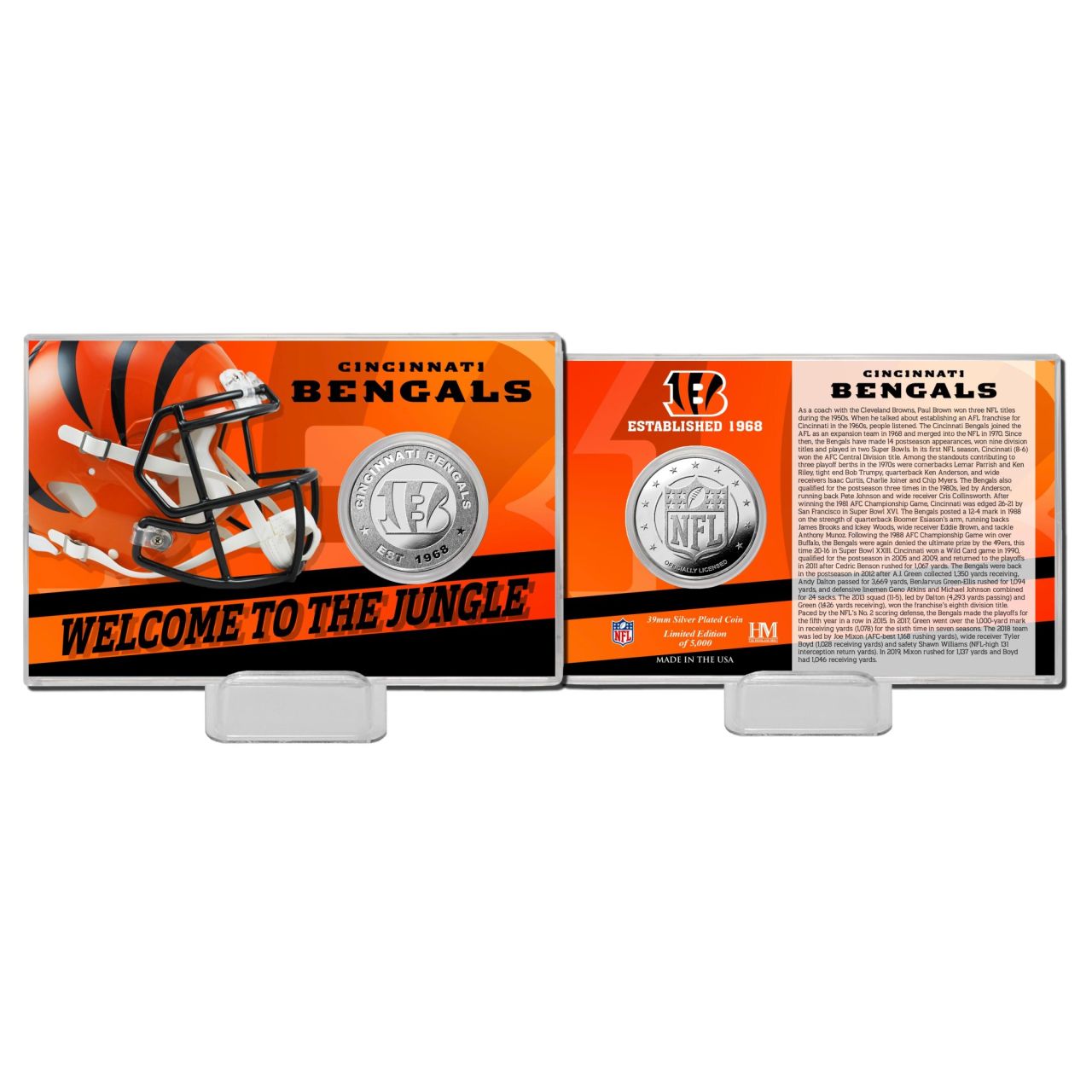 NFL Team History Silver Coin Card - Cincinnati Bengals