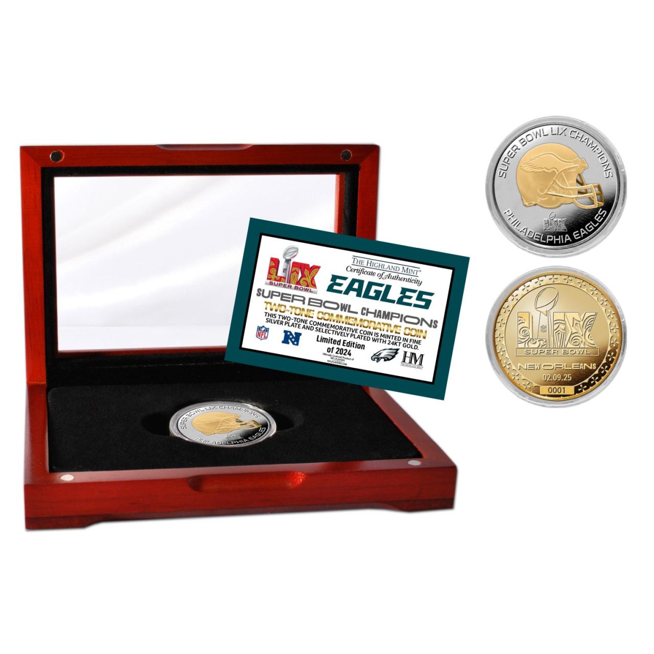 Super Bowl LIX Philadelphia Eagles Flip Coin Münze 39mm