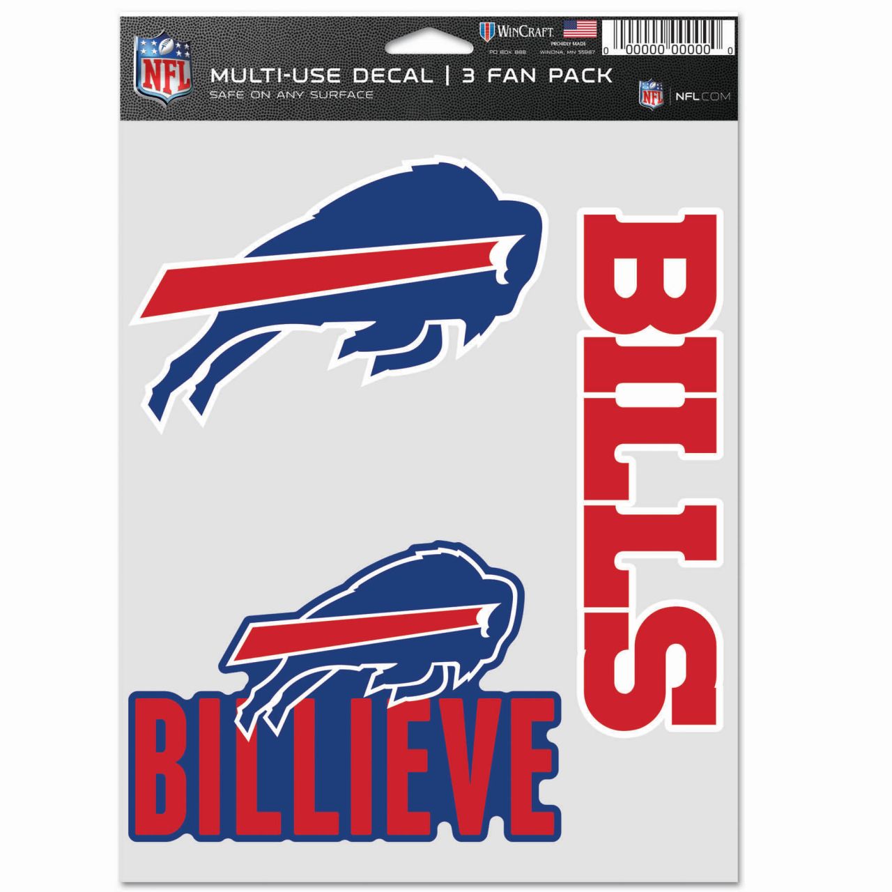 NFL Aufkleber Multi-Use 3er Set 20x15cm - Buffalo Bills