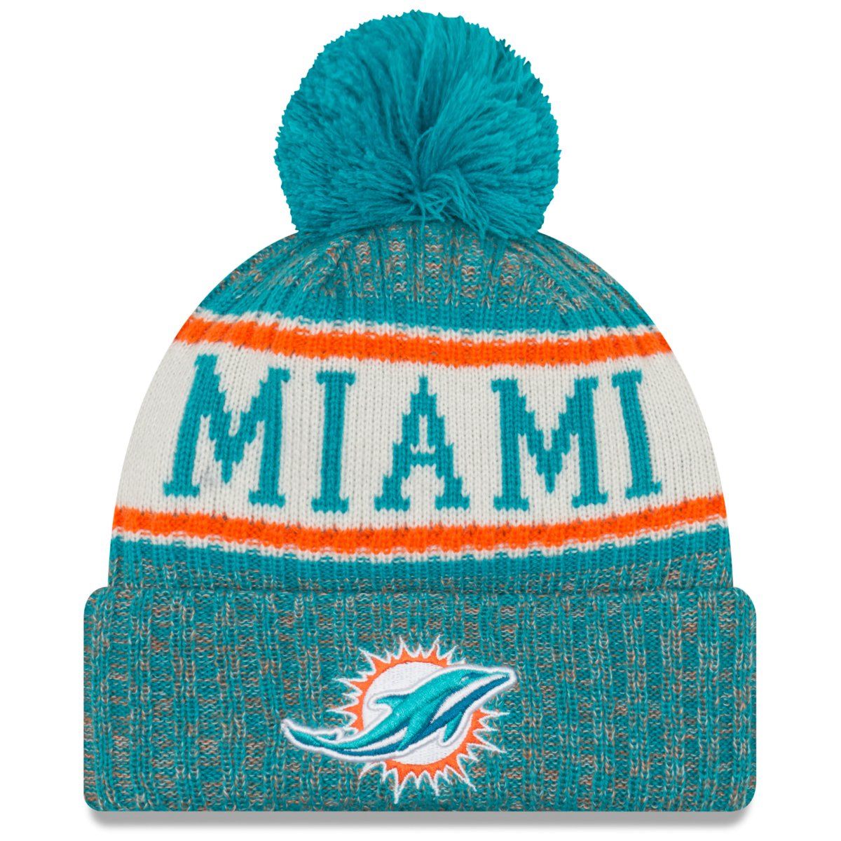 New Era NFL Sideline 2018 Bobble Mütze - Miami Dolphins