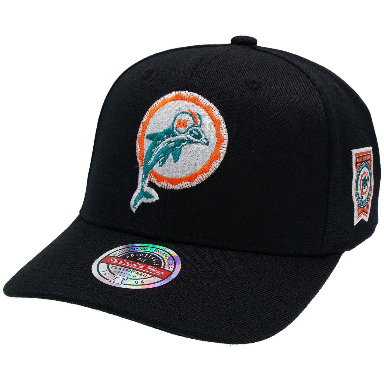 M&N Stretch Snapback Classic Red Cap - Miami Dolphins