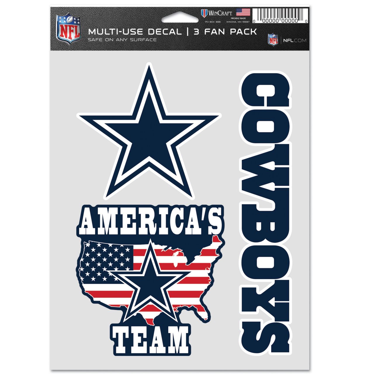 NFL Aufkleber Multi-Use 3er Set 20x15cm - Dallas Cowboys