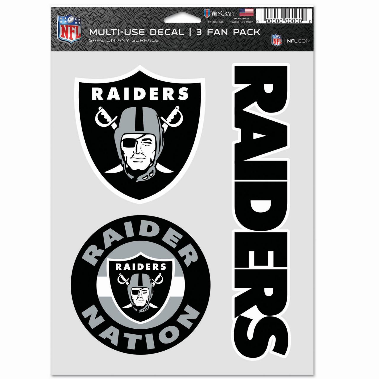 NFL Aufkleber Multi-Use 3er Set 20x15cm - Las Vegas Raiders