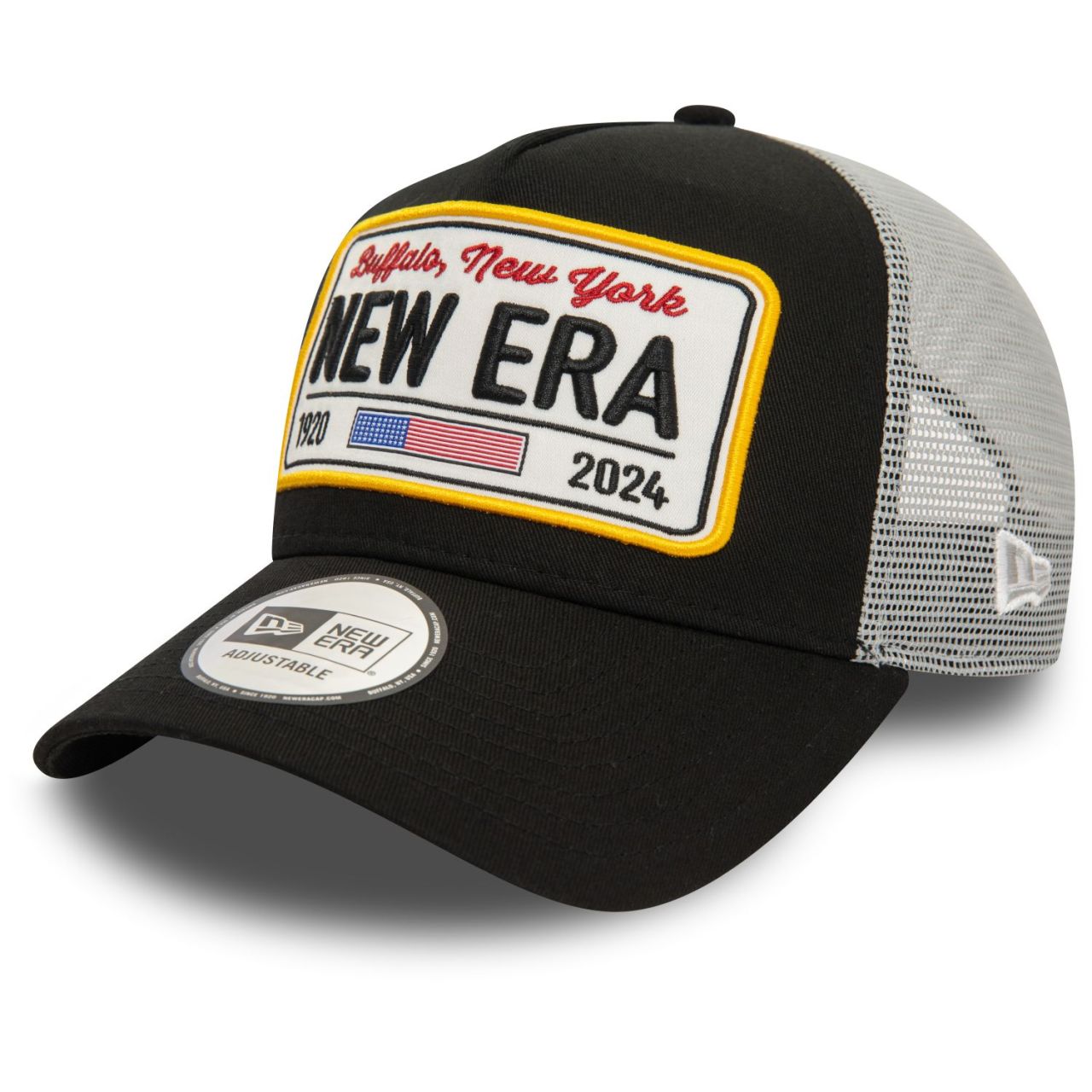 New Era A-Frame Mesh Trucker Cap - BRAND PLATE schwarz