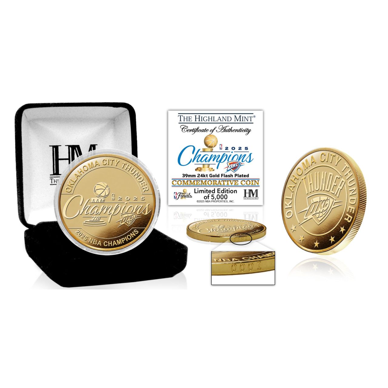 Oklahoma City Thunder 2025 NBA Champs Gold Coin (39mm) Münze