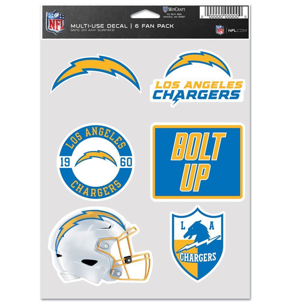 NFL Aufkleber Multi-Use 6er Set 19x14cm Los Angeles Chargers