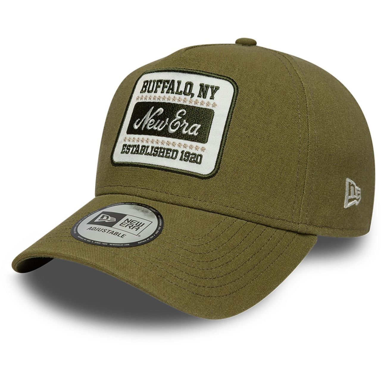 New Era A-Frame Trucker Leinen Cap - BRAND PATCH oliv