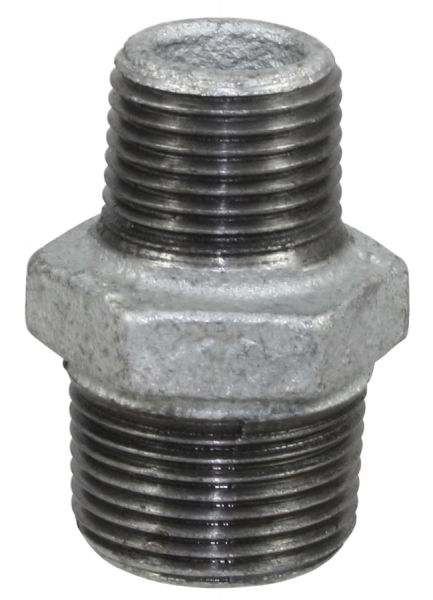 Temperguss Reduziernippel 1/1 x 3/4 Zoll, AG-AG, beidseitig mit Auß...