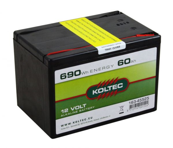 Koltec Alkaline 12V - 60Ah Weidezaunbatterie - Batterie für Weidezäune