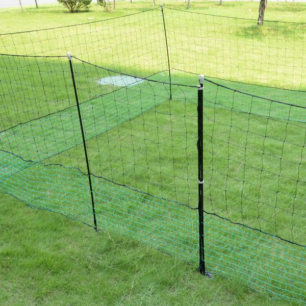 12m Geflügelzaun mit Zugangstor, 125cm, 6 Pfähle, 2 Spitzen, mobile...