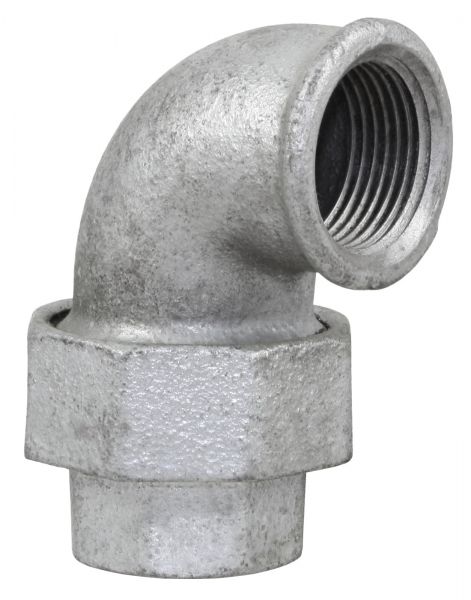 Temperguss Winkelverschraubung 1 Zoll, IG-IG, beiseitig mit Innenge...