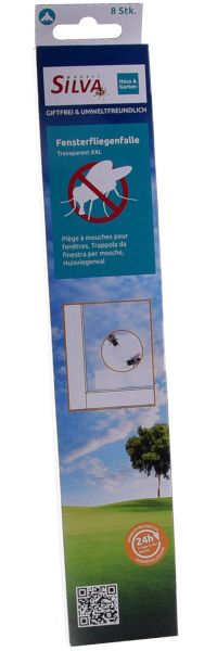 Silva 8x Fenster-Fliegenfalle Transparent XXL, 30cm, transparente K...