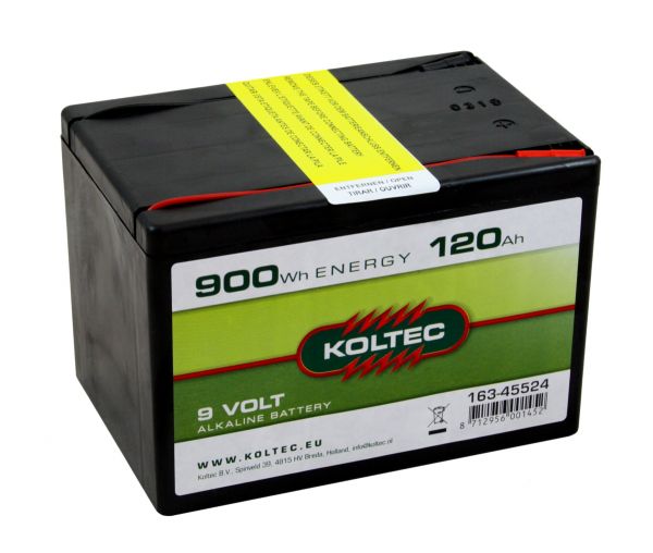 Koltec Alkaline 9V - 120Ah Weidezaunbatterie - Batterie für Weidezäune