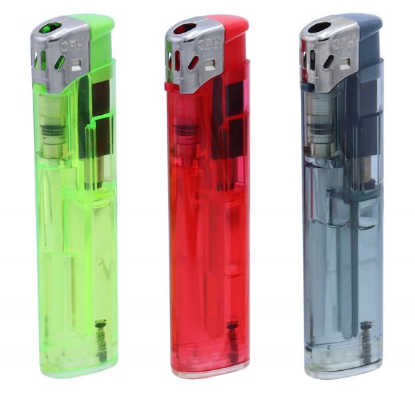 CFH Feuerzeug 3er-Set, Gasfeuerzeug, elektronisch, nachfüllbar, mit...