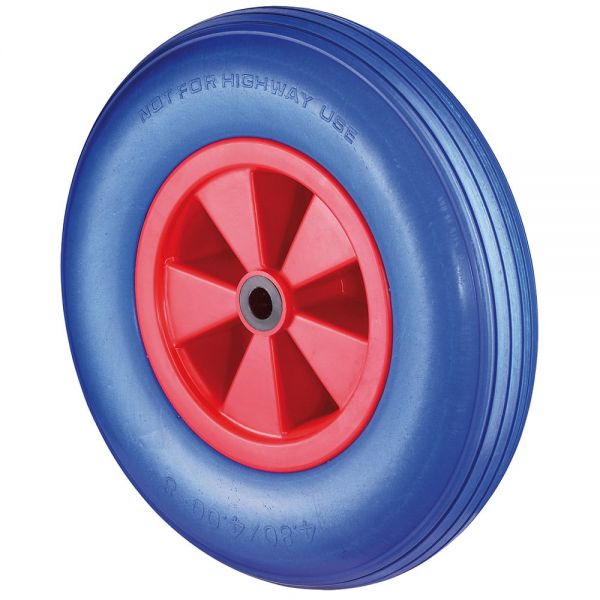PU Schubkarrenrad FORT Ø400mm (4.80/4.00-8) blau, Nabe Ø20mm, Kunst...