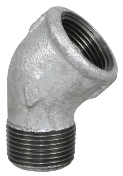 Temperguss Winkel 45°Grad, 3/4 Zoll, IG-AG, Innengewinde x Außengew...