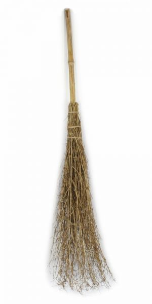Kinder-Bambusbesen, 110cm, Bambus-Reisigbesen für Kinder, Hexenbesen