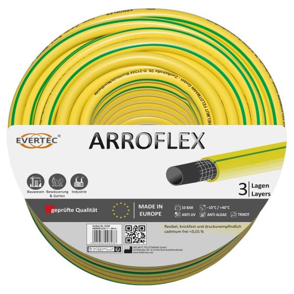 Arroflex Gartenschlauch 3-lagig 1 Zoll - 25m PVC Wasserschlauch
