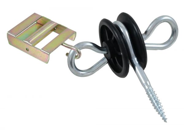 Torgriffisolator mit Ösen und Bandanschluss, 6mm Stütze, mit Holzge...