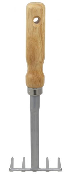 Handharke 5 Zinken, Metall, mit Holzgriff, Handrechen, Garten-Klein...