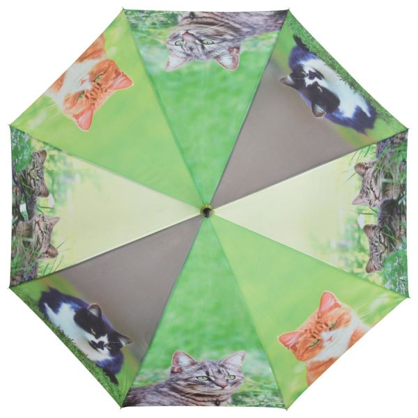 Esschert Design Regenschirm Katzen, Automatik Stockschirm mit Katze...