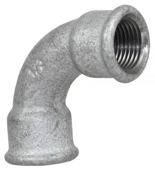 Temperguss Bogen kurz 90°Grad, 1/2 Zoll, IG-IG, beidseitig mit Inne...