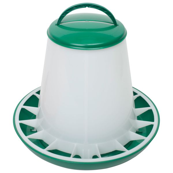 Geflügel-Futterautomat 3kg grün, mit Deckel und Aufhängung, Futtert...