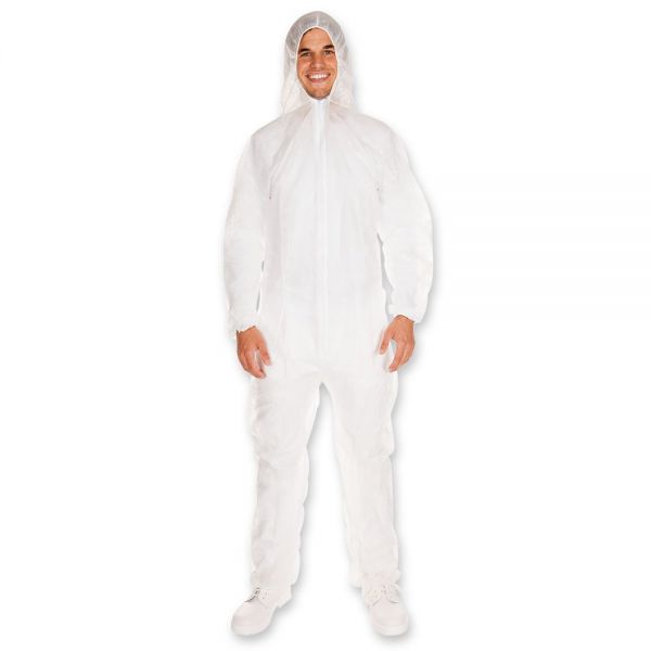 Hygostar Einweg-Overall PP - mit Reißverschluss und Kapuze - Größe XL